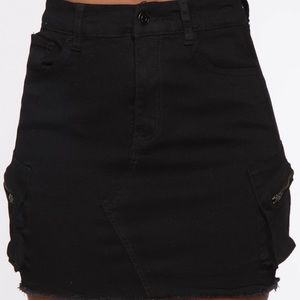 Black Cargo Mini Skirt